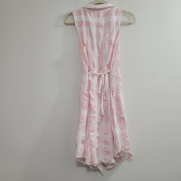 Anthropologie 11•1•tylho pink white plaid faux wrap dress M - Picture 3 of 6